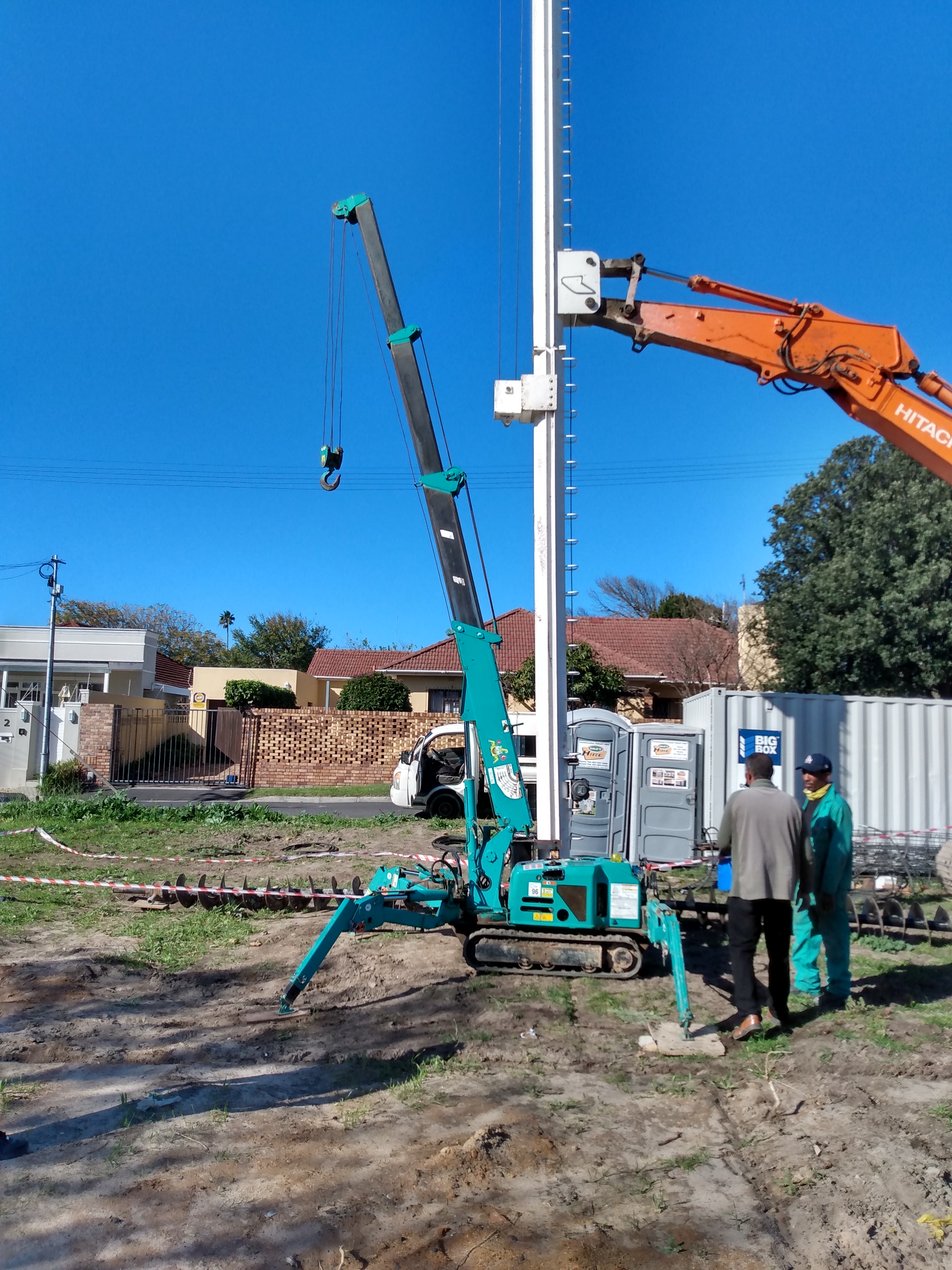 Detailed view of piling installation